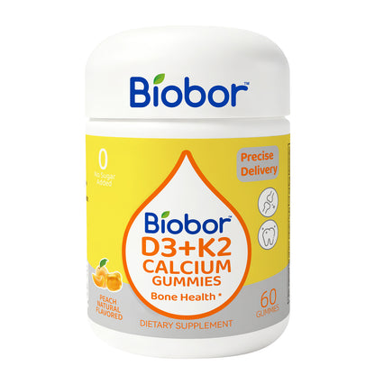 Biobor Peach-Flavored Natural Vitamin D3 + K2 Gummies