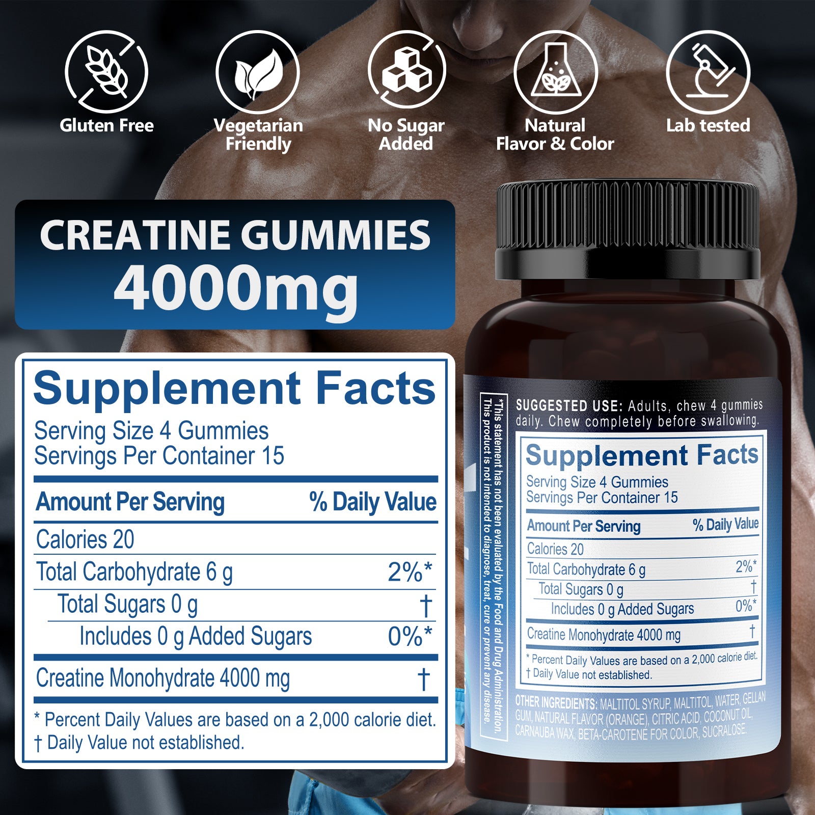 Creatine Monohydrate Gummies (No Sugar Added)