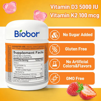 Biobor Natural Vitamin D3 K2 Gummies
