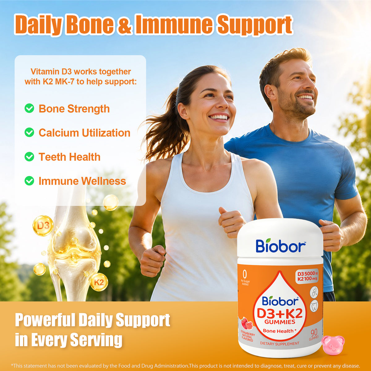 Biobor Natural Vitamin D3+K2 Gummies