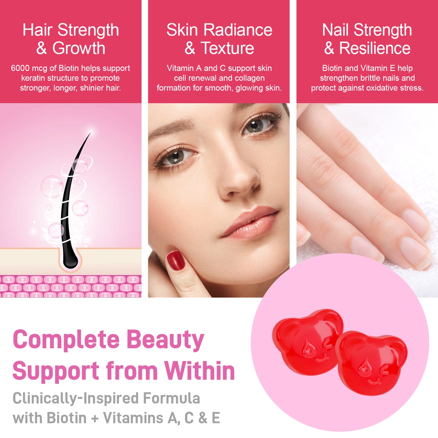 Hair Skin Nails Gummies (No Sugar Added)