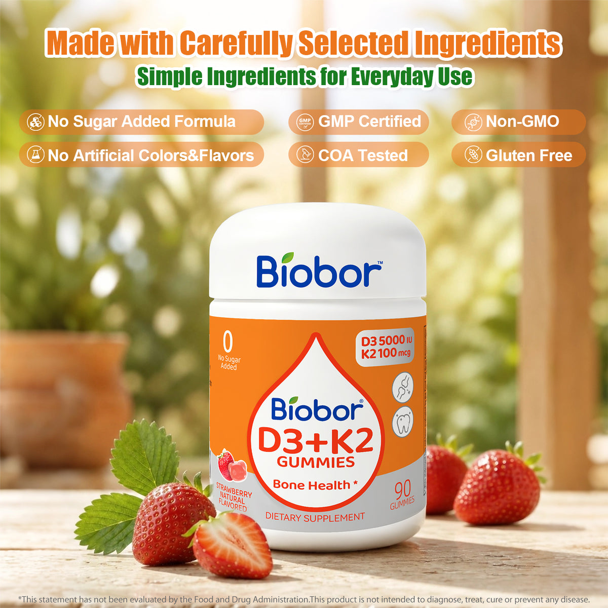 Biobor Natural Vitamin D3+K2 Gummies