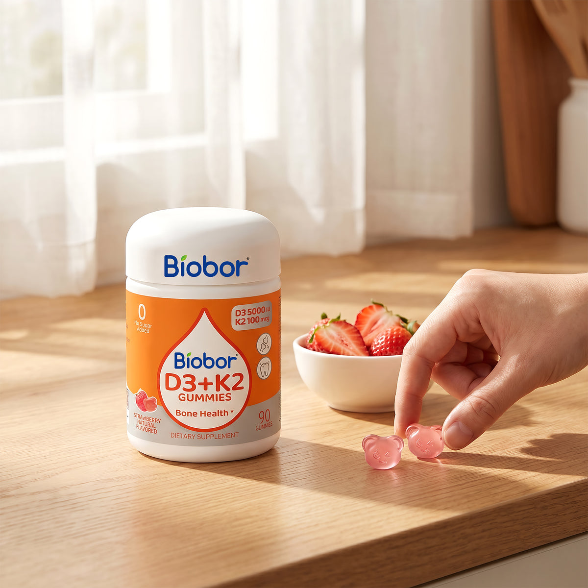 Biobor Natural Vitamin D3+K2 Gummies